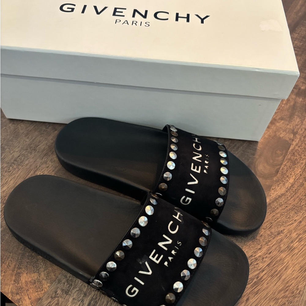 Givenchy Black Studded Slides